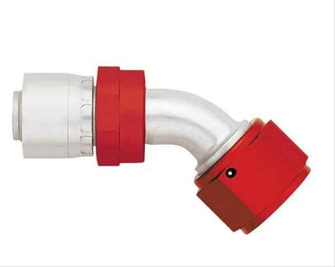 Aeroquip Crimp Hose Ends FBM4226 Fitting, End, AQP Hose, 45 Degree, -16 AN to Female -16 AN, Aluminum, Natural/Red, Each
