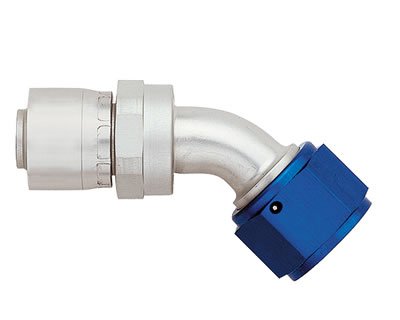 Aeroquip Crimp Hose Ends FBM4121 Fitting, End, AQP Hose, 45 Degree, -4 AN to Female -4 AN, Aluminum,, Natural/Red, Each