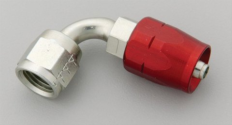 Aeroquip Reusable Hose Ends FBM1031 Fitting, End, AQP Hose, 90 Degree, -4 AN to Female -4 AN, Steel, Red, Each