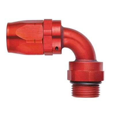Aeroquip Reusable Hose Ends FBM1359 Fitting, End, AQP Hose, 90 Degree, -12 AN to 7/8-14 in. Male O-Ring, Aluminum Swivel, Red, Each