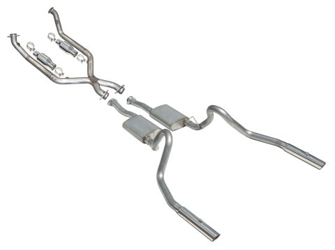 Pypes Street Pro Exhaust Systems SFM56 Exhaust, Pro, Header Back, Stainless Steel, Natural, X-Pipe, Polished Tips, Ford, 3.8, 3.9L
