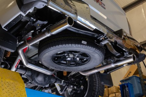 Pypes Violator Dual Exhaust Systems SGT29V Systems, Dual, Cat-back, Single In/Dual Out, Stainless Steel, Natural, Split Rear Exit, Polished Tips, Chevy, GMC, 5.3L, Kit