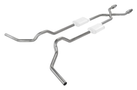 Pypes Header/Crossmember-Back Exhaust Systems SGT980E Systems, Crossmember Back w/X-Pipe, 75-87 GM Split Rear Dual Exit 2.5 in Intermediate
