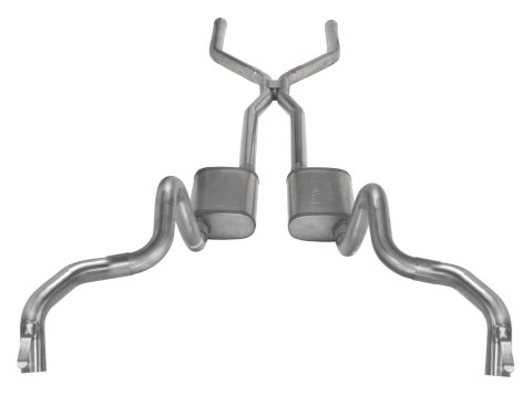 Pypes H-Bomb Exhaust Systems SGF43R System, Crossmember Back w/H-Pipe 70-74 F-Body Split Rear Dual Quarter Exit 3" Int & TailPipe Race Pro Mufflers/HW Incl, Polished 304 SS