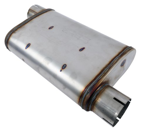 Pypes Turbo Pro 409 Stainless Steel 3 Inch Muffler MVT16 Muffler, Pro, in. Inlet/3 in. Outlet, Steel, Natural, Each