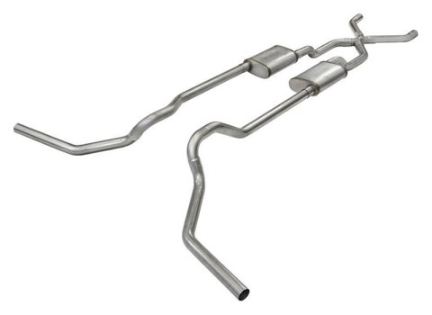 Pypes No-Muffler Exhaust Systems SFT65 System, No Mufflers, Header-Back, Stainless Steel, Natural, X-Pipe, Ford, RWD Pickup, V8, Kit