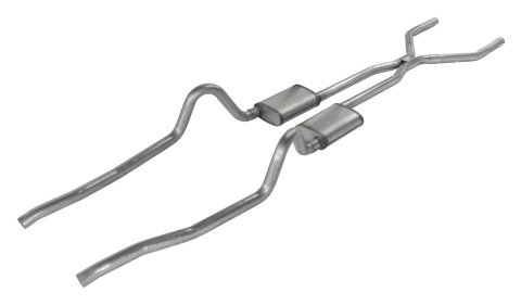 Pypes H-Bomb Exhaust Systems SMA40 System, Crossmember Back w/H-Pipe 67-73 Mopar A-Body Split Rear Dual Exit 2.5 in Int & Tail Pipe Hardware Incl Muffler & Tip Not Incl