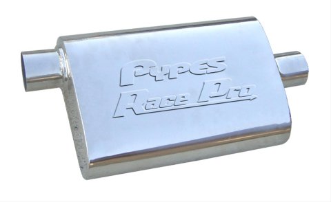 Pypes Race Pro 304 Stainless Steel 2.5 Inch Muffler MVR13S Muffler, Series, Steel, Polished, in. Offset Inlet/2.5 in. Center Outlet, Each