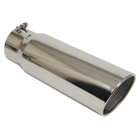 Pypes Monster Truck Tips Round, Polished 5 Inch Exhaust Tip EVT506-18 Tip, Stainless Steel, Polished, 5.000 in. Inside Diameter, Each