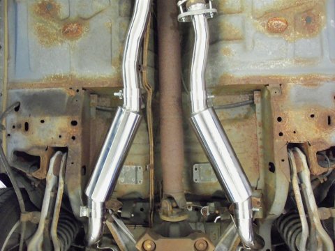 Pypes Pype Bomb Exhaust Systems SFM29V System, Bomb, Cat-back, Stainless, Natural, Split Rear Exit, Ford, 4.2L, 4.6L Modular, 5.0L, Kit
