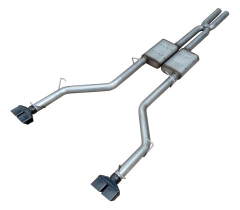 Pypes Race Pro Dual Exhaust Systems SMC20RB System, Pro, Cat-Back, Natural Stainless Steel, Black Powdercoated Tips, Dodge, 5.7L, Kit