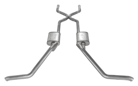 Pypes H-Bomb Exhaust Systems SGB40 System, Crossmember Back w/H-Pipe 65-70 B-Body Split Side Dual Exit 2.5 in Int & Tail Pipe Hardware Incl Muffler & Tip Not Incl