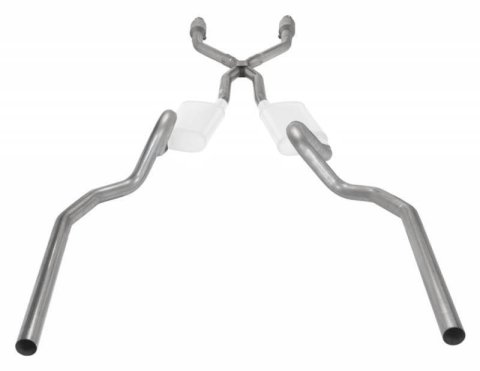 Pypes Header/Crossmember-Back Exhaust Systems SGG912E Systems, Crossmember Back w/X-Pipe, 78-88 GM G-Body SS Split Rear Dual Exit 2.5 in Intermediate Pipe