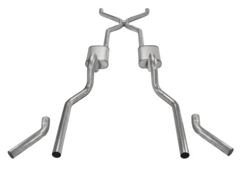 Pypes H-Bomb Exhaust Systems for 1955-1957 BEL AIR, ONE-FIFTY SERIES, TWO-TEN SERIES - SGC46T Systems, H-Bomb, Crossmember-Back, Stainless Steel, Natural, Chevy, Kit