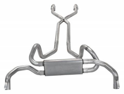Pypes Race Pro Dual Exhaust Systems SGF970E Systems, Crossmember Back w/X-Pipe, 78-88 GM G-Body Split Rear Exit 2.5 in Intermediate