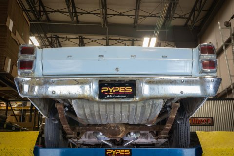 Pypes Violator Dual Exhaust Systems for 1966-1970 FAIRLANE - SFF40V System, Violator, Crossmember Back, 409 Stainless Steel, Natural, H-Pipe, Underbody Exit, Ford, Fairlane, Kit