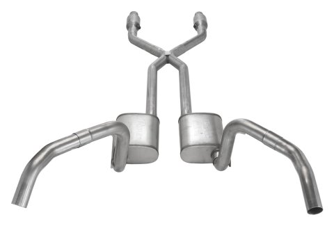 Pypes Violator Dual Exhaust Systems SGN975VE Systems, Crossmember Back w/X-Pipe, 75-87 GM Split Rear Exit 2.5 in Intermediate