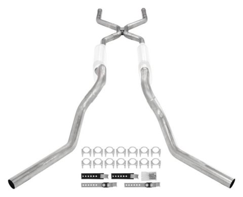 Pypes Header/Crossmember-Back Exhaust Systems SGT76 Systems, Crossmember Back w/ H-pipe System 63-66 GM Truck split side dual exit 2.5 inch intermediate