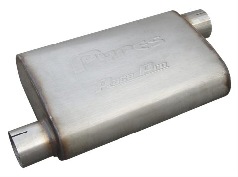 Pypes Race Pro 409 Stainless Steel 2.5 Inch Muffler MVR10 Muffler, Series, Steel, Natural, in. Offset Inlet/2.5 in. Offset Outlet, Each