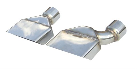 Pypes Stainless Steel Rectangular, Polished 2.50 Inch Exhaust Tip EVT87 Tip, Stainless, Polished, Slant Cut, 2.5 in. Inlet, Pair