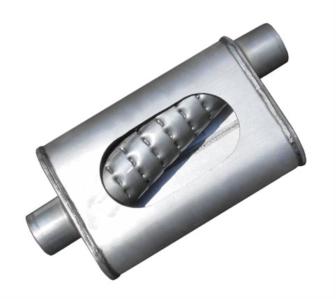Pypes Violator 409 Stainless Steel 2.5 Inch Muffler MVV13 Muffler, Series, Steel, Natural, in. Offset Inlet/2.5 in. Center Outlet, Each