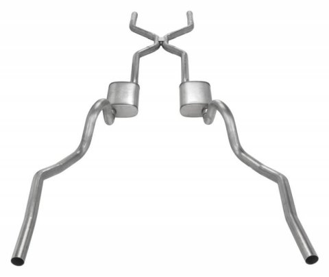 Pypes H-Bomb Exhaust Systems SGA40T30 Crossmember Back Kit, 1964-72 GM A-Body 2.5" w/ H-pipe 18" Turbo Pro Muffler