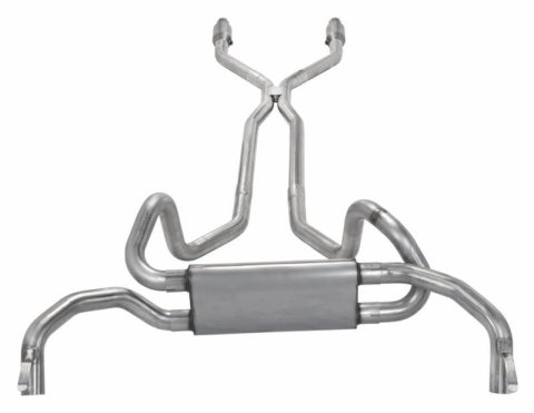 Pypes Race Pro Dual Exhaust Systems SGF940E Systems, Crossmember Back w/H-Pipe System 75-81 F-Body Split Rear Exit 2.5 in Intermediate
