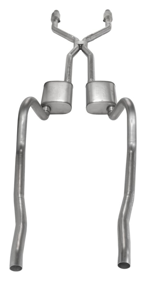 Pypes Turbo Pro Exhaust Systems SMA940TE Systems, Pro, Crossmember Back, 409 Stainless Steel, Natural, Dodge, Plymouth, Kit