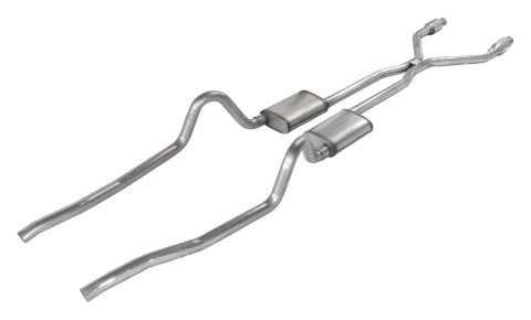 Pypes Race Pro Dual Exhaust Systems SMA940RE Systems, Crossmember Back w/H-Pipe System 75-76 Mopar A-Body Split Rear Exit 2.5 in Intermediate