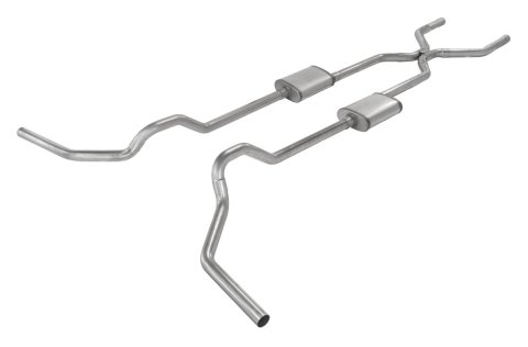 Pypes H-Bomb Exhaust Systems SGT78R System, Crossmember Back w/H-Pipe 67-74 GM Split Rear Dual Exit 2.5" Int & Tail Pipe Race Pro Muffler/HW Incl, Natural Finish 409 SS