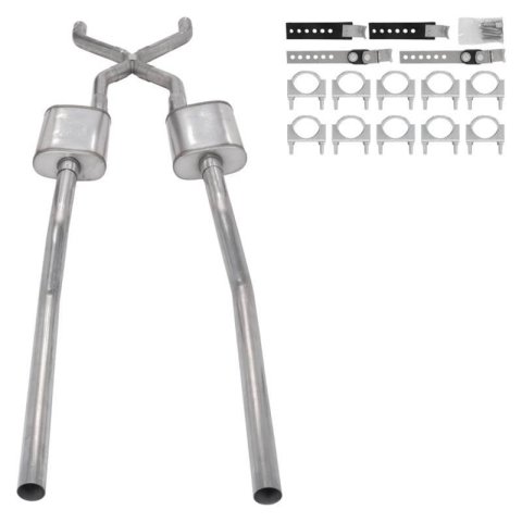 Pypes Violator Dual Exhaust Systems SGT77V Kit, 1955-59 GM Truck W/ X Rear Exit Mufflers