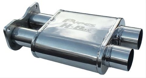 Pypes H-Box 304 Stainless Steel 2.5 Inch Muffler MVH10 Muffler, Series, Steel, Polished, Dual in. Inlets/Dual in. Outlets, Each