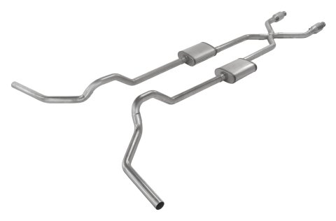 Pypes Race Pro Dual Exhaust Systems SGT980RE Systems, Crossmember Back w/X-Pipe, 75-87 GM Split Rear Exit 2.5 in Intermediate
