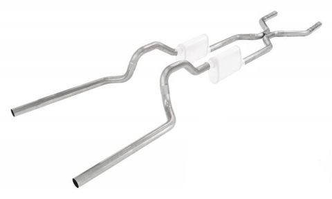 Pypes Header/Crossmember-Back Exhaust Systems SGT74 Systems, Crossmember Back w/ H-pipe System 63-66 GM Truck split rear dual exit 2.5 inch intermediate