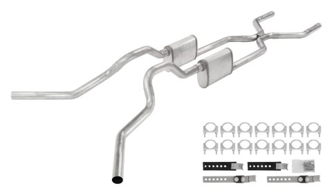 Pypes Violator Dual Exhaust Systems SGT76V Systems, Crossmember Back w/ H-pipe System 63-66 GM Truck split side dual exit 2.5 inch intermediate