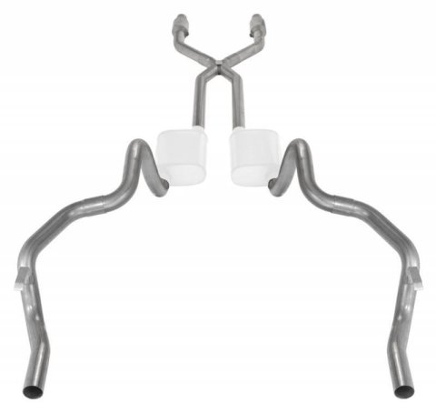 Pypes Header/Crossmember-Back Exhaust Systems SGF911E Systems, Crossmember Back w/X-Pipe, 75-81 F-Body Split Rear Dual Exit 2.5 in Intermediate
