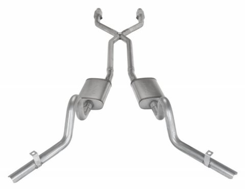 Pypes Violator Dual Exhaust Systems SGG920VE Systems, Crossmember Back w/X-Pipe, 78-88 El Camino SS Split Rear Exit 2.5 in Intermediate