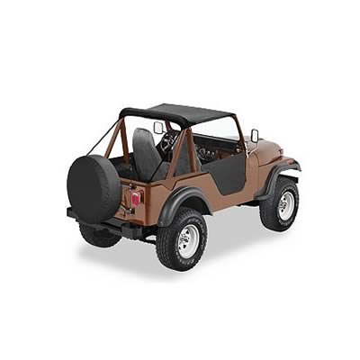 Bestop Traditional Bikini Tops for 1959-1975 CJ5, CJ6, 1955-1958 WILLYS - 5250501 Soft Top, Bikini, Polymer Cloth, Black, Jeep, Each