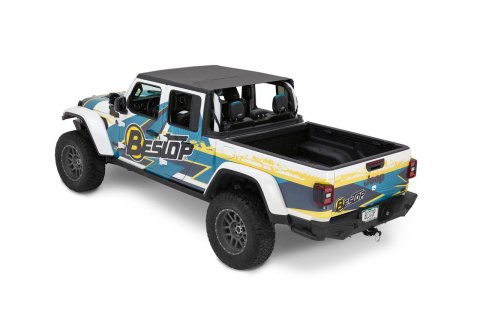 Bestop Safari Header Bikini Tops for 2024-2025 GLADIATOR - 52617-35 Soft Top, w/ Windshield Header, Cable, Style, Polymer Cloth, Black Diamond, Jeep, Gladiator, Each