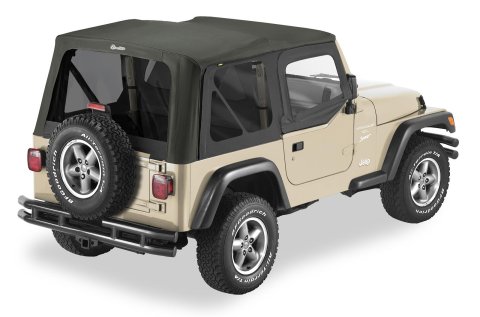 Bestop Sailcloth Replace-A-Tops 7912401 Soft Top, Replace-A-Top, Polymer Cloth, Charcoal, Tinted Windows, Jeep, Each