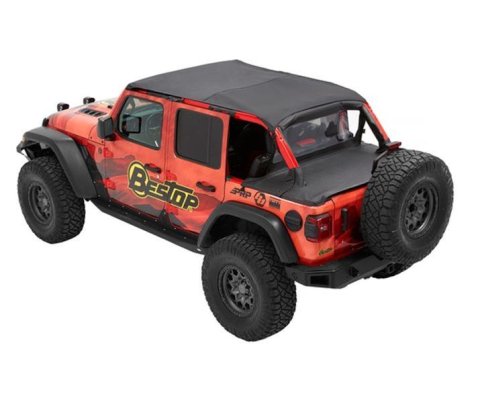 Bestop Header Bikini Tops for 2018-2024 WRANGLER - 5260935 Soft Top, Bikini, Safari Style, Polymer Cloth, Black Diamond, Jeep, 2 Door, Each