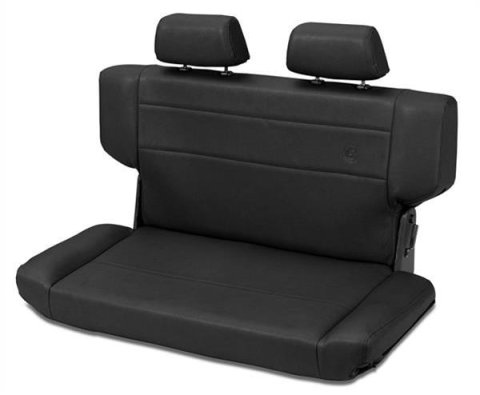 Bestop TrailMax II Fold and Tumble Black Vinyl Seat 3943501 Seat, Tumble, Rear Bench, Vinyl, Black, Jeep, Each