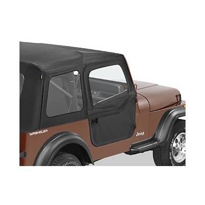 Bestop 2-Piece Soft Jeep Doors for 1980-1986 CJ7, 1987-1995 WRANGLER - 5178315 Doors, Upper, Fabric, Black Denim, Supertop and Sunrider, Driver and Passenger Side, Jeep, Pair