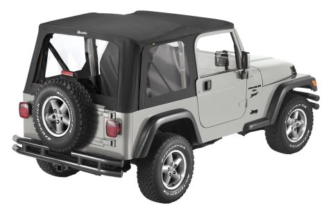 Bestop Sailcloth Replace-A-Tops for 2003-2006 WRANGLER - 7912535 Soft Top, Polymer Cloth, Black Diamond, Clear Windows, Jeep, Each