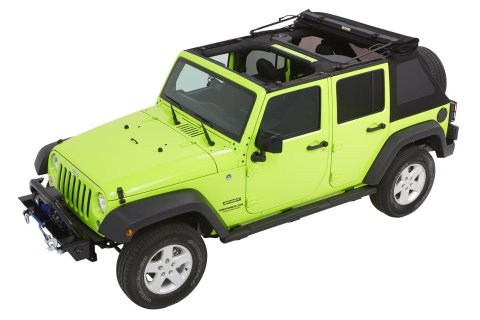 Bestop Trektop Glide Slantback Soft Tops for 2007-2017 WRANGLER, 2018 WRANGLER JK - 54423-17 Top, Slantback, Complete Top Type, Polymer Cloth, Black Twill, Tinted Windows, Jeep, 4-Door, Each