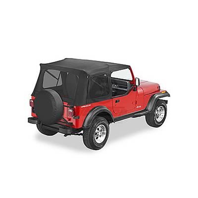 Bestop Supertop Classic Squareback Soft Tops for 1976-1986 CJ7, 1987-1995 WRANGLER - 5459915 Top, Squareback, Polymer Cloth, Black Denim, Tinted Windows, Jeep, Each