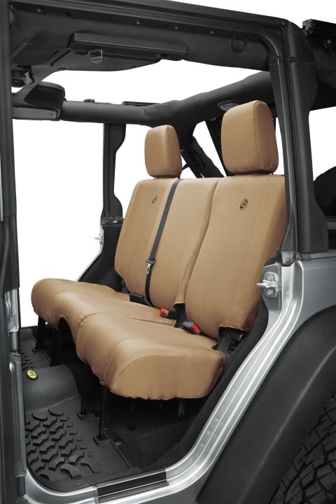 Bestop Seat Covers for 2007-2018 WRANGLER, 2018 WRANGLER JK - 2928404 Cover, Second Row, Bench, 600-denier, Tan, 4 Door, Jeep, Each