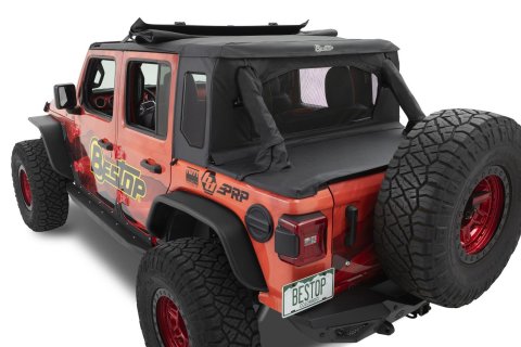 Bestop Halftops for 2018-2024 WRANGLER - 5390217 Soft Top, Half Top, Partial, Complete Top, Black Twill, Jeep, Each