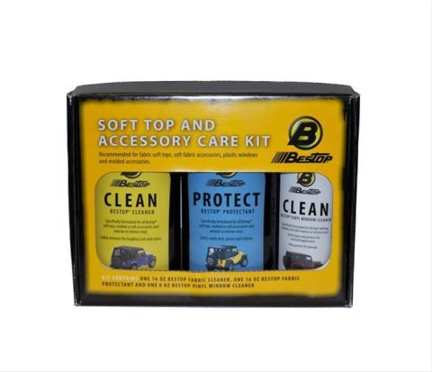 Bestop Soft Top and Accessory Care Kits 1121500 Cleaner & Protectant Pack Retail Package Incl 3 bottles one Cleaner Protectant Window Polish boxed