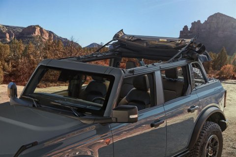 Bestop Trektop Slantback Soft Tops for 2021-2026 BRONCO - 5687317 Top, Slantback, Twill, Black, Tinted Windows, Ford Each